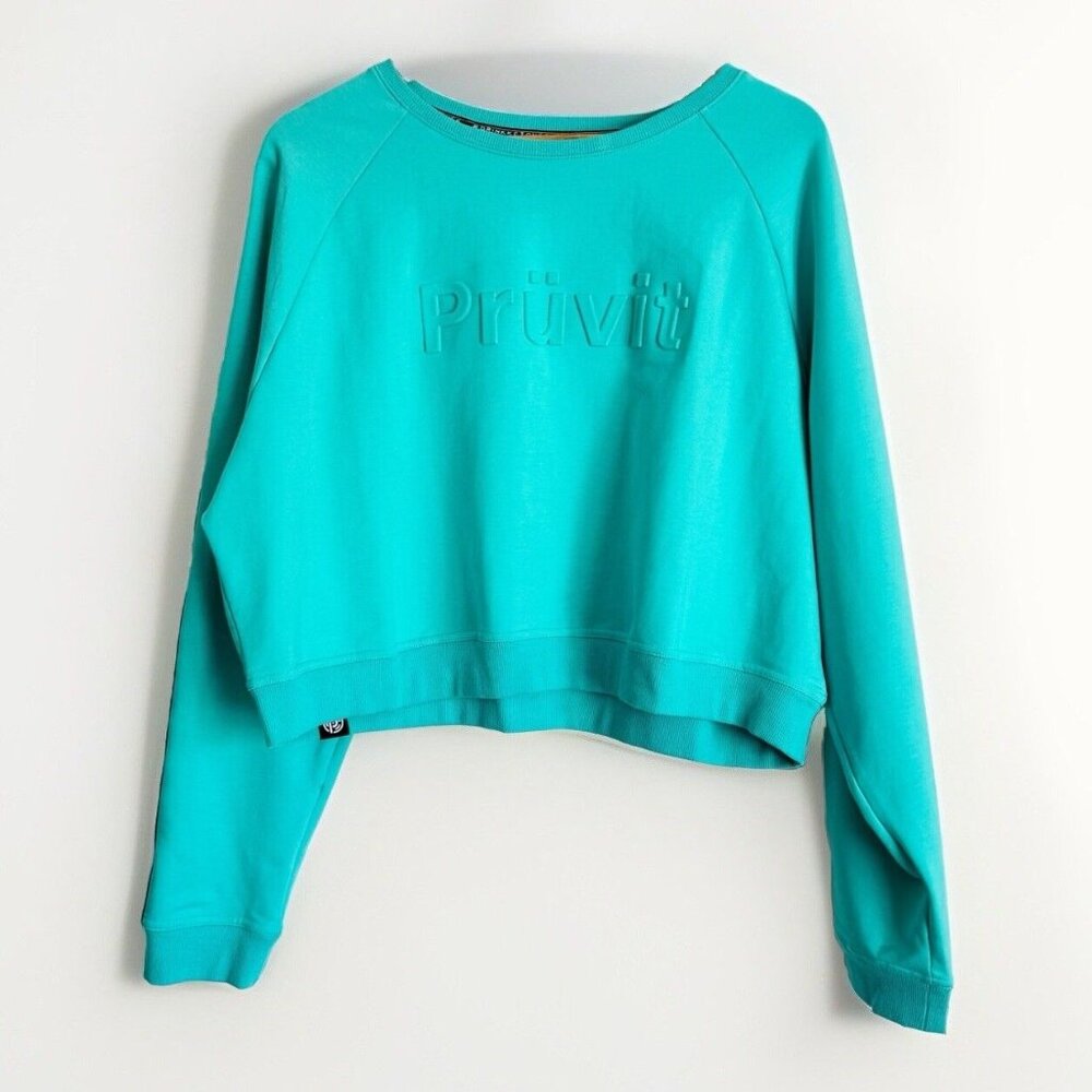 Pruvit Sweatshirt Aqua Cropped Pullover Womens 3XL Crew Neck Logo Spellout